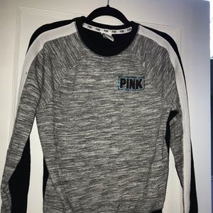 PINK gray black and white crew neck sweatshirt